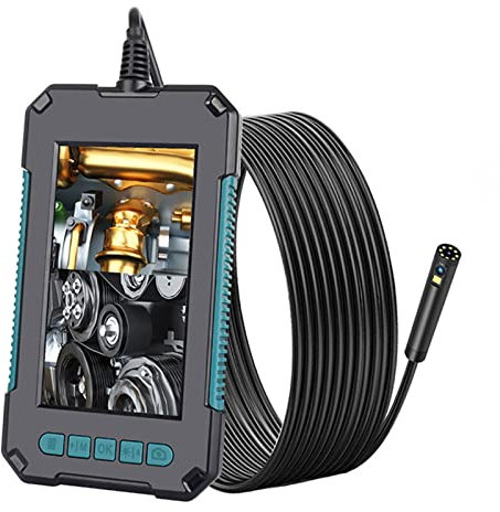 Cámara endoscópica impermeable y liviana, cámara de inspección con boroscopio con pantalla IPS de 4.3 pulgadas y 8 luces IPS de 1 pulgada, boroscopio de doble lente de 2.0 megapíxeles, tarjeta de