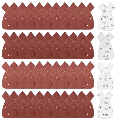 40 Pz Carta Vetrata per Levigatrice, Grana 40/60/80/120 Carta Abrasiva per Levigatrice, Mouse Fogli Abrasivi per Black and Decker, Triangoli Fogli Abrasivi per Levigatrice Mouse Abrasivo
