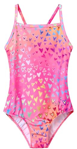 One Piece Bathing Suits for Girls 4t 5t Pink Sweet Heart Swimsuits Water Sport Surfing Beach Hawaiian Holiday Swimwear