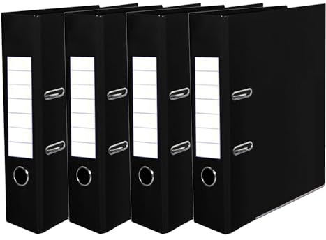 𝐂𝐇𝐏𝐋 Blue A4 Lever Arch File Pack of 4 – 75mm Spine, Large Capacity, Plastic Cover, Metal – Reinforced Edges, Finger Pull, Ring Binder Folder, Office Filing, Document Storage, School & Home Use