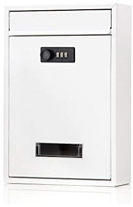 NSTVVEE Cassetta Postale montata con Serratura a Combinazione, Cassetta Postale in Metallo con codice, Cassetta Postale per giornali (Wit)