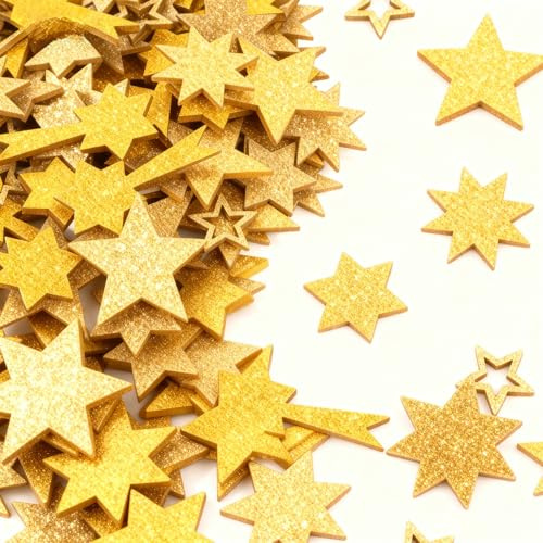 ZHERIKAH 101 Pezzi Stelle in Legno, Mini Decorazione Natalizia, Christmas Decorations, Adatto per Corone Dell'avvento, Decorazioni Natalizie, Decorazioni da Tavola, Lavori Artigianali Fai da Te