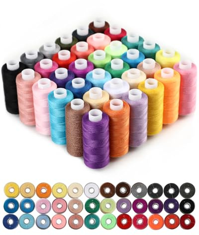 72-teiliges Nähset mit 36 Farben – Nähgarn Set & Nähzubehör aus 100% Polyestergarn (400 Yard je Spule) für Nähen & Nähgarn für nähmaschine