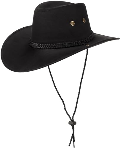 SCIPPIS Westernhut Billy – Cowboyhut für Karneval & Fasching – Einheitsgröße 57,5 cm – mit verstellbarem Kinnriemen – Partyhut für Mottoparty & Junggesellenabschied (Schwarz)
