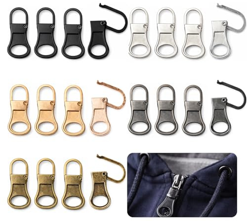 Pack 20 uds tirador y cursor metálicos para cierre, kit reparación universal. Repuesto arreglar zíper chaqueta, mochila, equipaje, ropa, bolso, calzado. Accesorios cierre metálico resistente