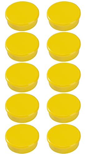 Dahle 95538 Magnete (Durchmesser 38 mm), mit einer hohen Haftkraft von 25N, 10 Stück, gelb