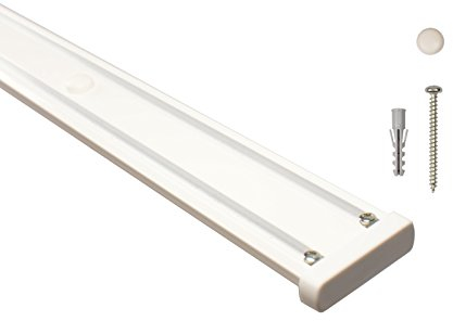 iso-design Gardinenschienen 2 läufig aus Aluminium in weiß - vorgebohrt, 120 cm