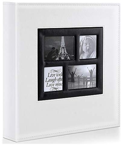 Benjia Photo Album 1000 Pockets 6x4 Photos, Extra Large Size Leather Cover Slip in Wedding Family Photo Albums that Holds 1000 6x4 / 10x15cm Photos White
