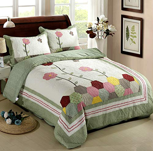 Colcha Cama 150 Colchas Bouti Edredon Reversible Algodo Acolchado Manta Patchwork Edredones, Y 2 Funda De Almohada,Patchwork17