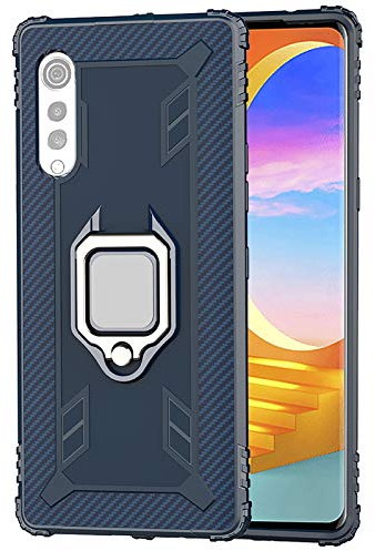 TANYO Hülle für LG Velvet (5G / 4G), Schutzhülle TPU Silikon Armor Handyhülle mit Ständer, Stoßfeste Silikonhülle mit Bumper, Blau