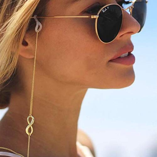 Yienate Boho Chaînes de lunettes avec numéro de chance 8 Anti-dérapant Chaîne de lunettes Accessoires de retenue de lunettes Sangle de retenue de lunettes pour femme et fille (or)