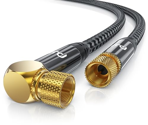 CSL - 3m HDTV Satellitenkabel mit Braiding 8k 4k HDTV - 135Db 75 Ohm - F Stecker (gewinkelt) zu F Stecker (gerade) – SAT Kabel gewinkelt 90° Grad - HDTV Antennenkabel – DVB-T2 Radio UKW DAB DAB