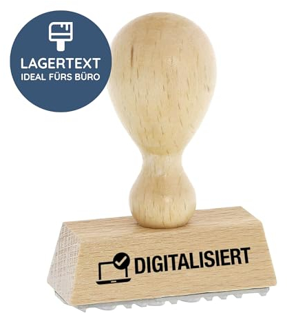 stempel-fabrik – “DIGITALISIERT” Holzstempel – Lagertextstempel zur Kennzeichnung von Dokumenten, Akten uvm. – präziser Textstempel ideal für Buchhaltung & Co (50 x 20 mm | 1 Zeile)