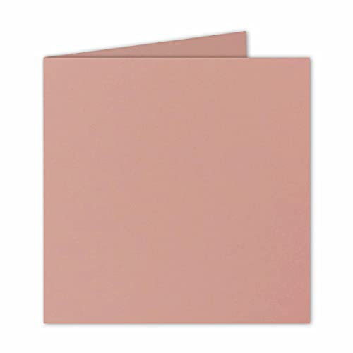 Vikta fyrkantiga kort 15 x 15 cm – Alrosa (rosa) – 50 stycken – dimensionellt stabil – lämplig för skrivare – för gratulationskort, inbjudningar och mer