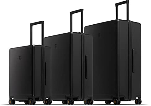 LEVEL8 Set di 3 Valigie Viaggio Elegante Opaco Valigia Bagaglio a Mano Rigido Ultra Leggero Valigie Trolley con Chiusura TSA e Ruote Girevoli(Nero, 40L/65L/105L)