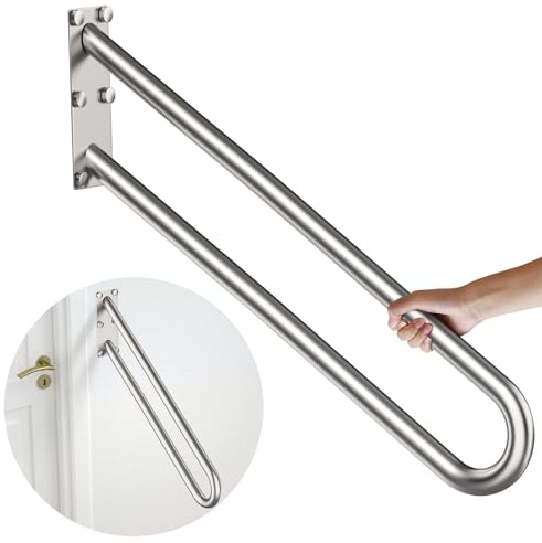 ZUEXT 28 inch Stainless Steel Handrail for 1-3 Steps- 1.25 Tube, 1 Pack U Shaped Safety Grab Bar for Stairs, Wall Mounted Hand Railing for Outdoor Garage Interior Exterior Stairway