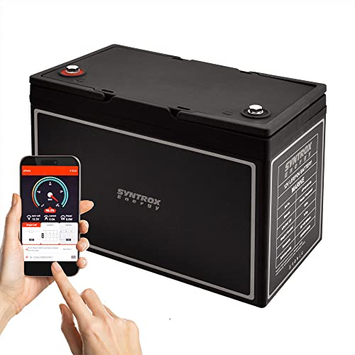 Syntrox Energy Lithium LiFePO4 Batterie Akku Gold 12,8V BMS mit Bluetooth 40Ah bis 400Ah, 4000-15000 Zyklen, 1280Wh Ausgangsleistung (80Ah)