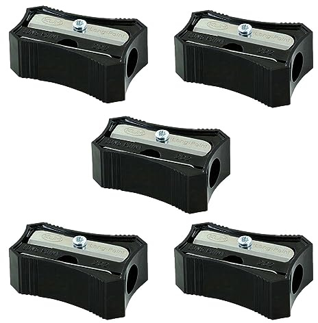 KUM AZ303.57.16-S - Temperino a cono lungo 202-24, 5 pezzi, nero, temperino con lama di ricambio