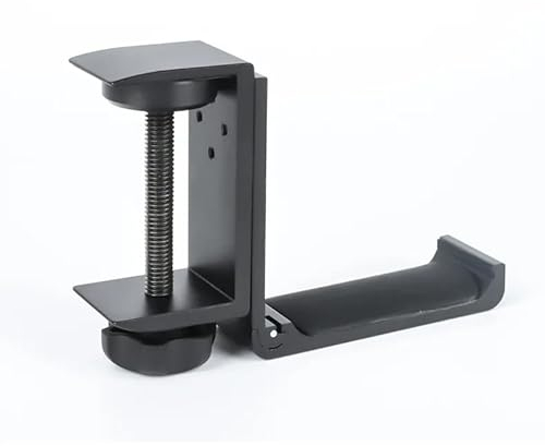 KD Essentials Kopfhörer Halterung & Headset Haken für mehr Ordnung auf dem Schreibtisch und im Büro, Gaming Headset Halter – werkzeugfreie Montage an der Tischkante (hochfestes Aluminium, schwarz)