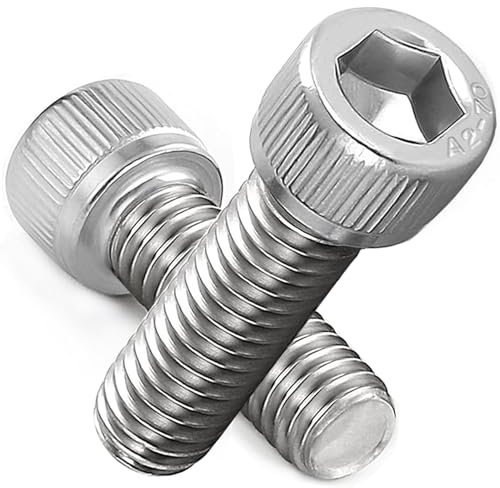 AMLOOPH M8 Screws, M8 X 20mm Allen Socket Head Cap Screws/Bolts - 8mm Diameter Fully Threaded M8 Bolts 20mm A2 Stainless Steel Long Hex Socket Bolt Coarse (Pack Of 20）