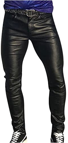 2024 Pantalones de Cuero Hombre Casual Moda PU Pants Primavera Verano Jogging Deportivos Pantalon Largo Gótico Punk cómodo Slim Fit Moto Ropa de Hombre Pantalones Talla Grande