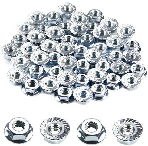 1/4-20 Serrated Flange Hex Nuts, 1/4 Hexagon Flange Nuts, 304 Stainless Steel, UNC Nuts Fasteners, Replacement Nut for DIY Home Mechanism, 50 Pack