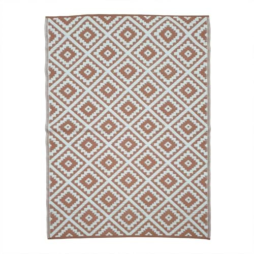 TERRE JARDIN Tapis extérieur réversible pour Balcon et terrasse Terracotta - 120 x 180 - Terracotta