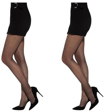 MYCHICLEGS Collant voile fin 20 DEN femme gris foncé (Fumo) T6 lot de 2