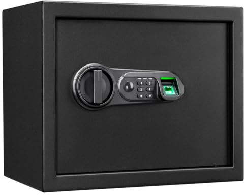 Floordirekt Tresor Catoca 30 x 38 x 30 cm Möbeltresor Safe mit Fingerabdruck Sensor - elektronisches Zahlenschloss, Kombinationsschloss - Wandtresor für Zuhause mit Verriegelungsbolzen