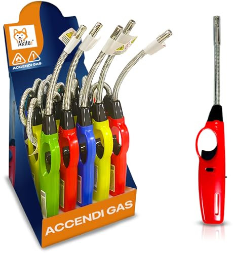 Akitaink 20 PZ Accendigas Accendini Accendifuoco Flessibile Ricaricabile - Colori assortiti, Accendino sicuro - Box da 20 PZ Ricaricabili