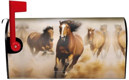 Horses Print Mailbox Cover Durable Oxford Cloth for American Standard & Large Size Mailboxes