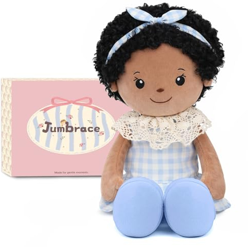 Jumbrace Soft Baby Doll Toys 16inch, Baby Rag Doll for One Year Old Girl Birthday Gift,Plush Toys for Toddler Kids Infants (Black)