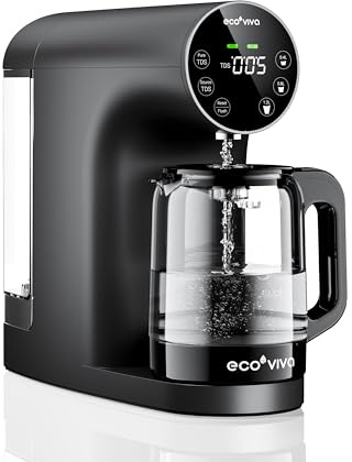 Ecoviva Countertop Reverse Osmosis Water Filter, 5 Stage RO Purification, SGS 58 Certified, Home Water Filter, Purity and Drain Ratio, BPA Free, No Installation Required, Black