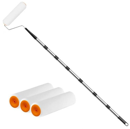 Farbroller wandfarbe, Malerrolle, 3 Farbwalzen, Farbwalzen mit verlängerbaren und abnehmbaren Griffen, Verdickter Stab, Wandbürste für Wände und Decken