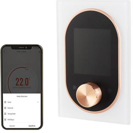 Dioche Smart Termostattermostat för Husvatten/gaspanna och Elvärme med VA-pekskärm, WiFi Aktiverad, 5+1+1 Veckoprogrammering, Användarvänlig Design (Elvärme med wifi)