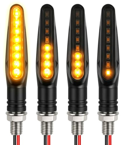 Gainsten 4Pcs Motorcycle Indicators LED Flowing Turn Signal Lights 12V