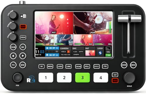 Videoomkopplare för Live Streaming Neolive R2 Plus, 4 x HDMI-ingång multikameramixare med 5,5 tum 1080p skärm, PTZ Joystick, RTMP hårdvara streaming, USB 3.0 Typ-C 1080p 60 fps, Chroma-nyckel