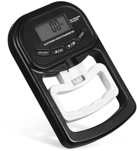 WRITWAA Dynamomètre Numérique à Main Rechargeable Poignée Confortable en Plastique, Mesure Rapide et Précise Force de Préhension Jusqu'à 180 Kgf, pour Entraînement Sportif