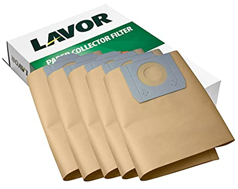 LAVOR Sacchetti Raccoglitori in Carta per Aspiratori WT20, CF20, Venti, GBP - 5 Pezzi