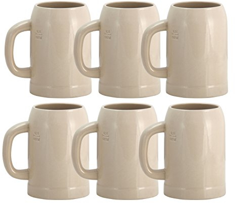 6er Set Grenzauer-Bierkrug Humpen 0,5 Liter mit Eichstrich Steinkrug