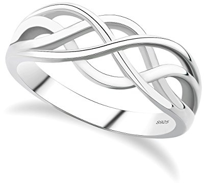 GULICX 925 Sterling Silver Ring Celtic Everlasting Love Knot Filigree Wedding Finger Ring Size R