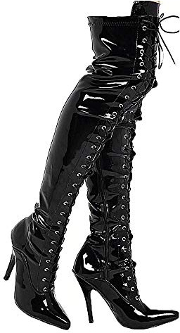 Gizelle LADIES BOOTS WOMENS THIGH HIGH OVER THE KNEE BOOTS FRONT LACE HEEL