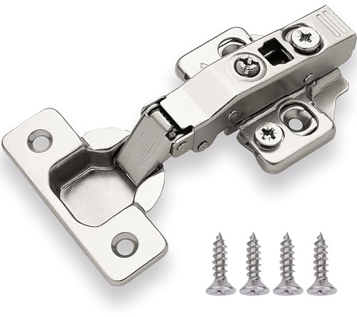 DecoBasics Full Overlay European Soft Close Cabinet Hinges for Kitchen Cabinets (10 Pcs) -105° Frameless Concealed Cabinet Door Hinge -5 Way Adjustability & Clip on Plate for Easy Installation
