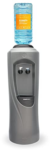 Hydrate Direct Core Bottled Water Cooler Dispenser | Floor-Standing Water Machine, Easy to Sanitise & Maintain. Perfect for Home and Office, Dispenses Ambient & Chilled Water – Grey/Black