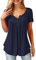 Beluring Women Casual V Neck Short Sleeve Tops Tunic T-Shirt Ladies Navy Size 18 20