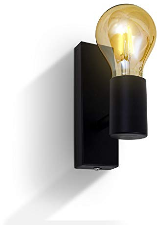 B.K.Licht Applique murale, luminaire vintage, spot mural design rétro, orientable & pivotant, douille E27, 60 Watt max, ampoule non fournie, éclairage intérieur salon, salle à manger, couloir