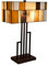ADM - 'Lampe square landscape' - Tischlampe mit geschweißtem Glasschirm, Tiffany-Verarbeitung und Stütze mit schmiedeeiserner Unterstützung - Gelb - H62 cm