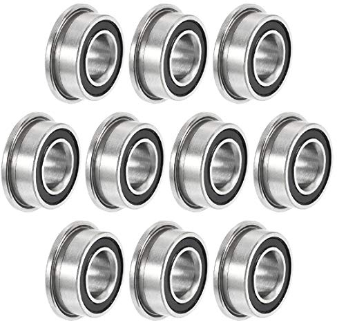 sourcing map 10Stk. MF105-2RS Flanschkugellager Kugellager 5x10x4mm Doppelt abgeschirmt Chromstahllager