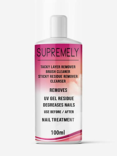 Tacky Layer Remover Sticky Residue Cleaner UV Gel Nail Polish Finishing Wipe Use Before & After Care, Sanitising Nail Plate and Finisher 100ml