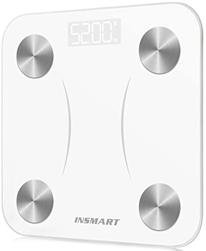 Bilancia Pesapersone Digitale Professionale, INSMART Bilancia Impedenziometrica Smart Bluetooth con 16 Indici di Misurazione Pesa Persone, Massa Grassa e Magra, BMI, Massa Muscolare o Ossea, 180KG